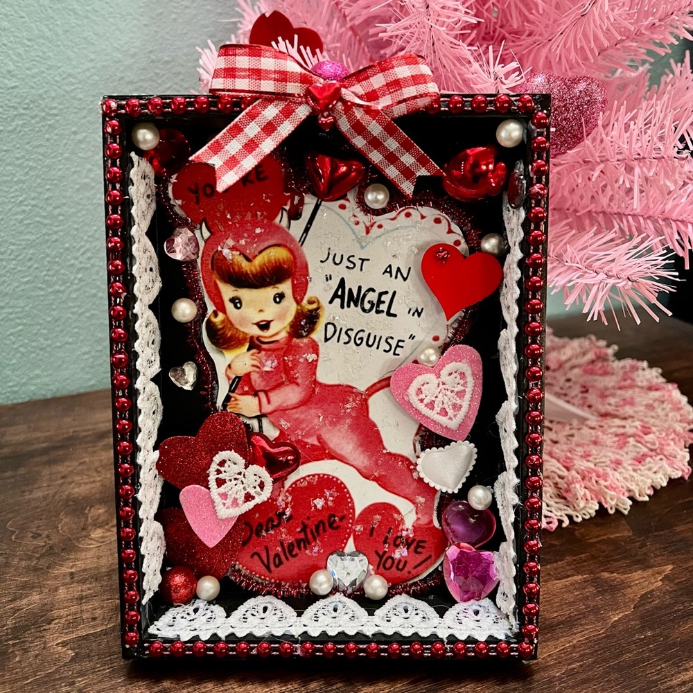 Vintage Valentine diorama/shadowbox decor